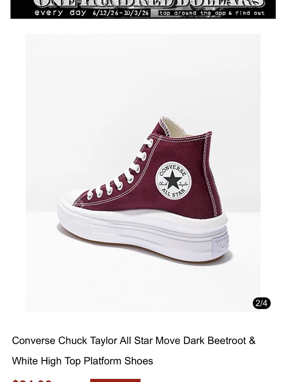 Converse Chuck Taylor All Star Move High Top Platform Sneakers - Dark Beetroot
